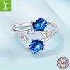 Drip Blue Enchantress Rose Opening Ring Romantic Valentine'S Day S925 Sterling Silver Ring