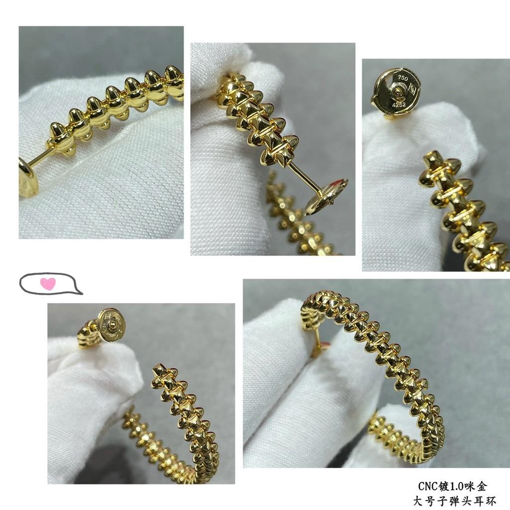 Ohrringe mit Patronenhülsen-Kopf, die Männer und Frauen tragen können, modisch und exquisit, hochwertig, kundenspezifisch, galvanisiert mit 18 Karat Gold