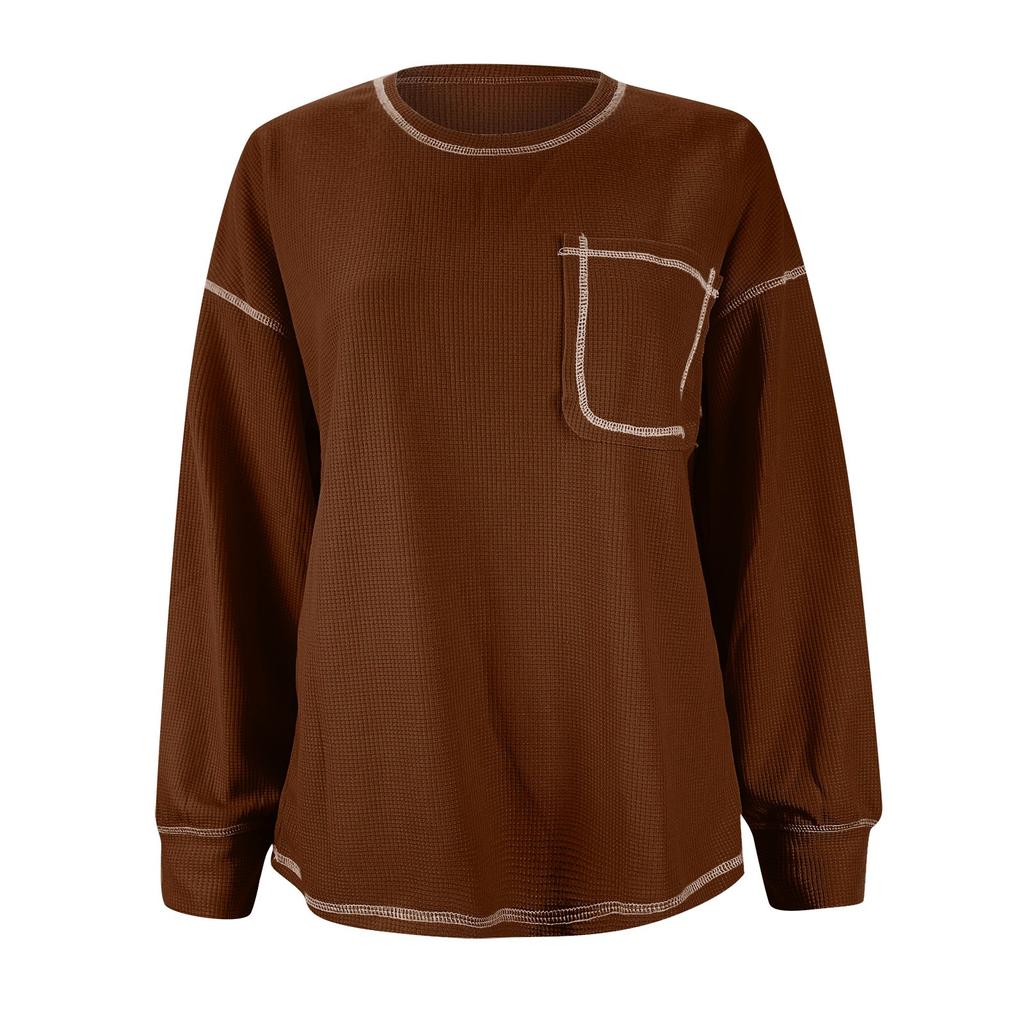 Women's Long Sleeve T-Shirt Loose Casual Long Sleeve Sweatshirt With Pockets