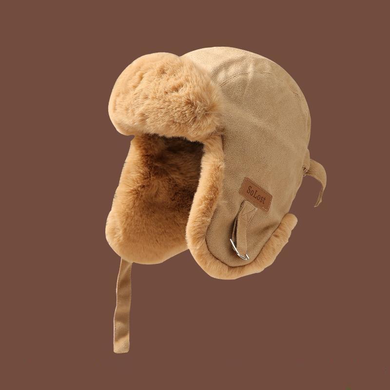 Unisex Winter Warm Fleece-Lined Aviator Hat With Ear Protection Short Brim Foldable Beanie Cold Weather