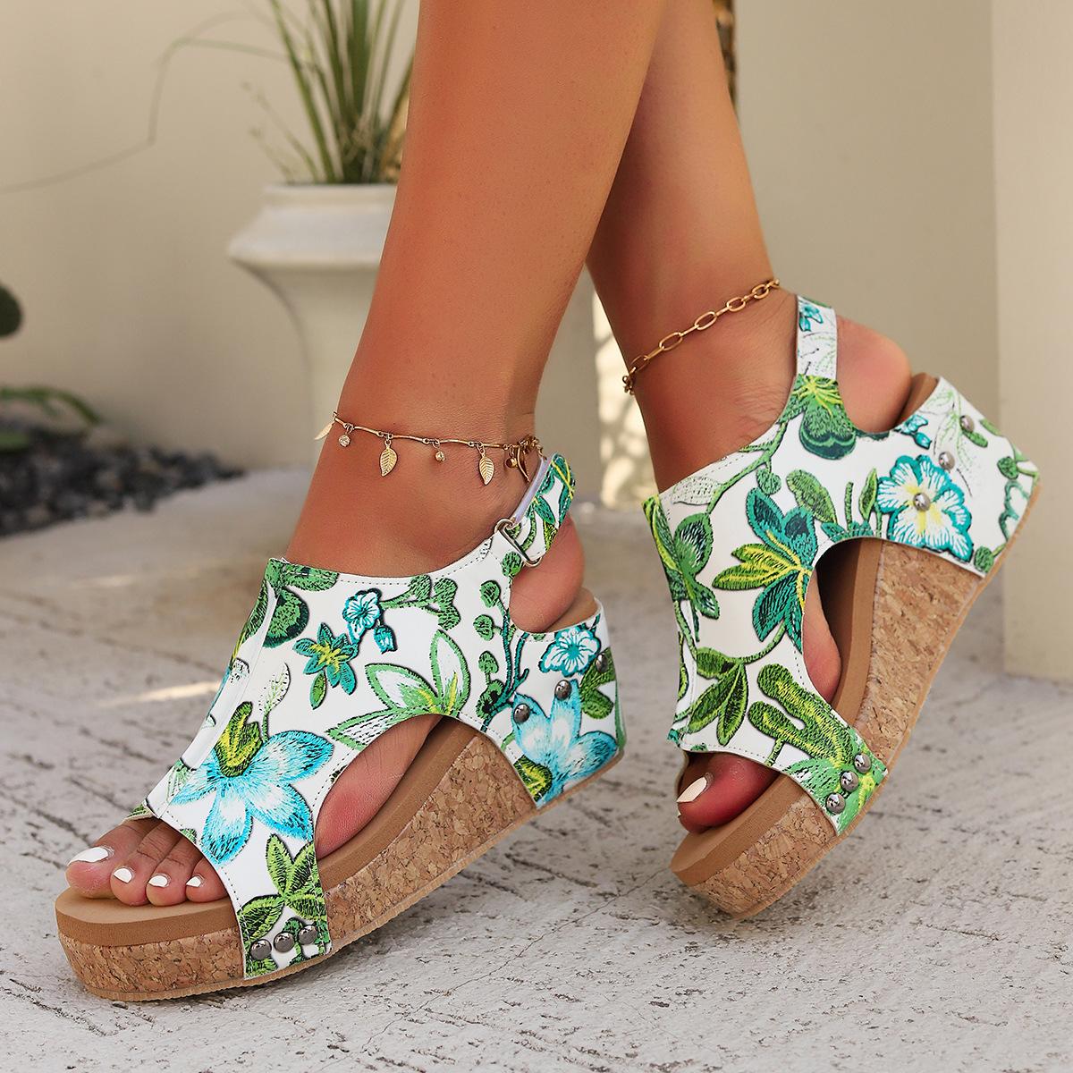 

Босоножки на танкетке с блестками Женские легкие босоножки на танкетке, увеличивающие высоту каблука 40