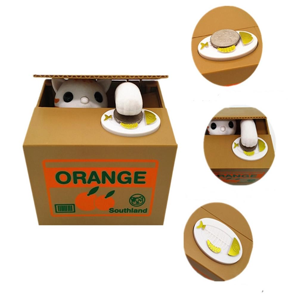 Creative Children's Cartoon Electric Savings Box Cute Steal Money Cat  Little Family Decoration Money Box Birthday Gift Coin Box