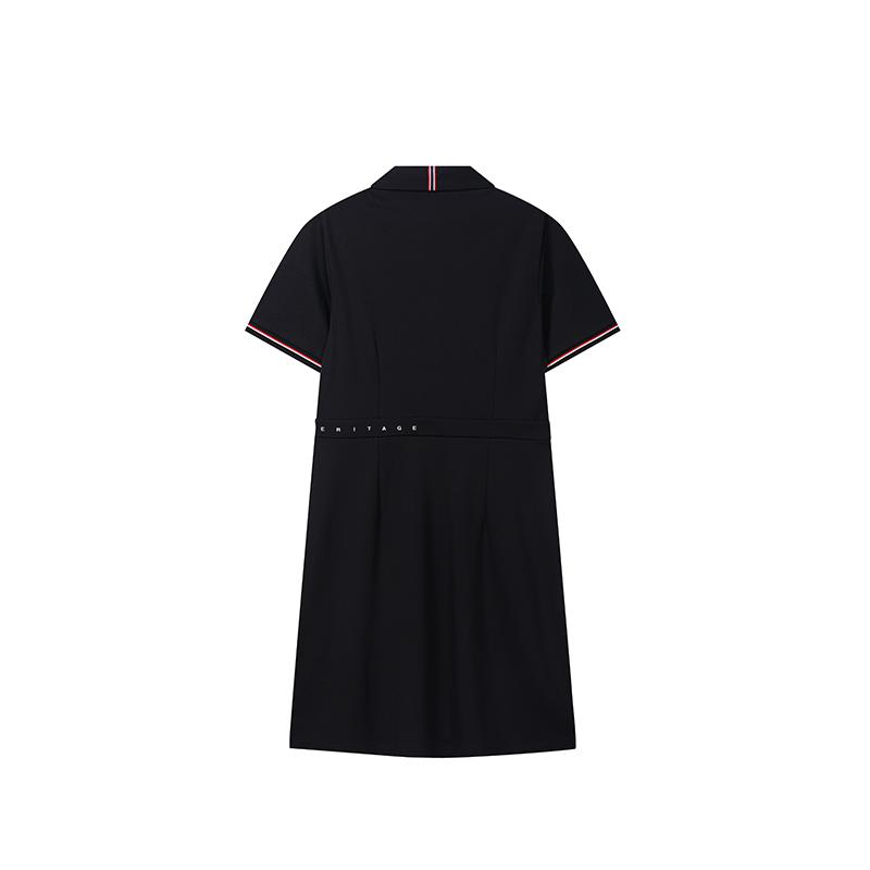 Fila Heritage Fashion Casual Versatile Short Sleeve Dress Women Dresses Legendary-Blue F61W638301FNV