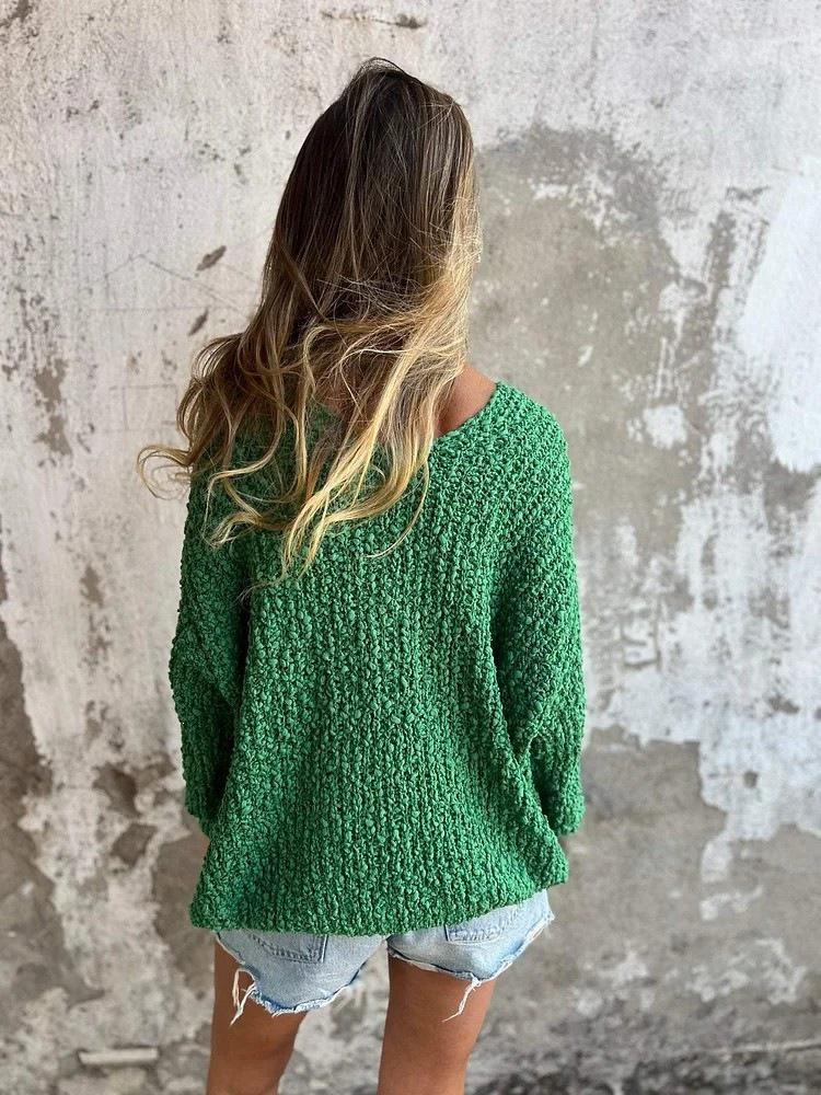 Autumn/Winter 2025 Chunky Knit V-Neck Long-Sleeve Sweater