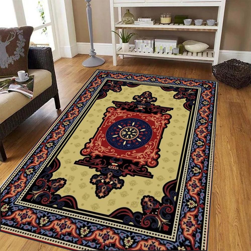 

American Retro Living Room Decor Carpet Boho Bedside Rugs for Bedroom Large Area Non-Slip Mat Washable Lounge Rug Tapis 40x60cm