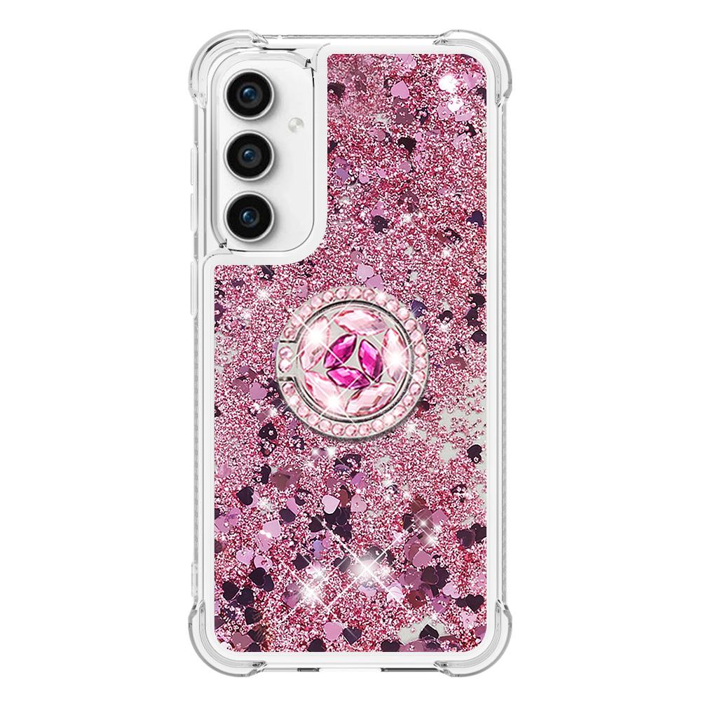 

For Samsung Galaxy S23 FE TPU Case with Kickstand Quicksand Shockproof Cover Rose Gold/Hearts