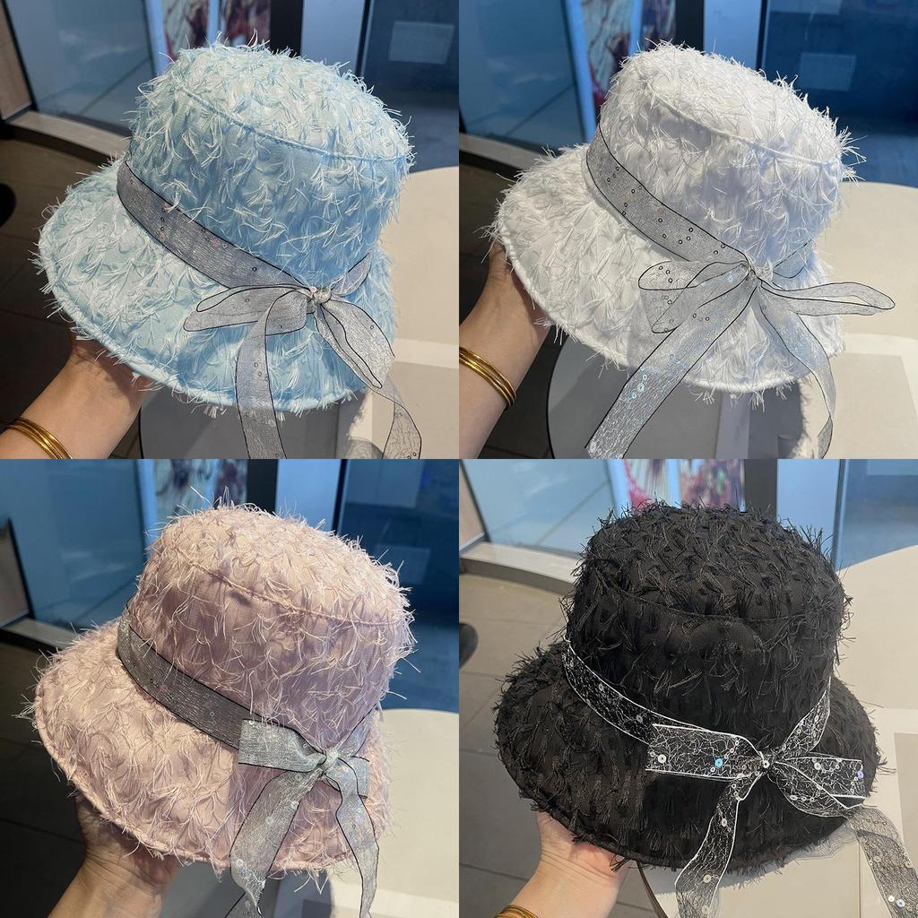 Style Cotton Twill Sun Hat With Bow And Fringe For Summer Beach Wear