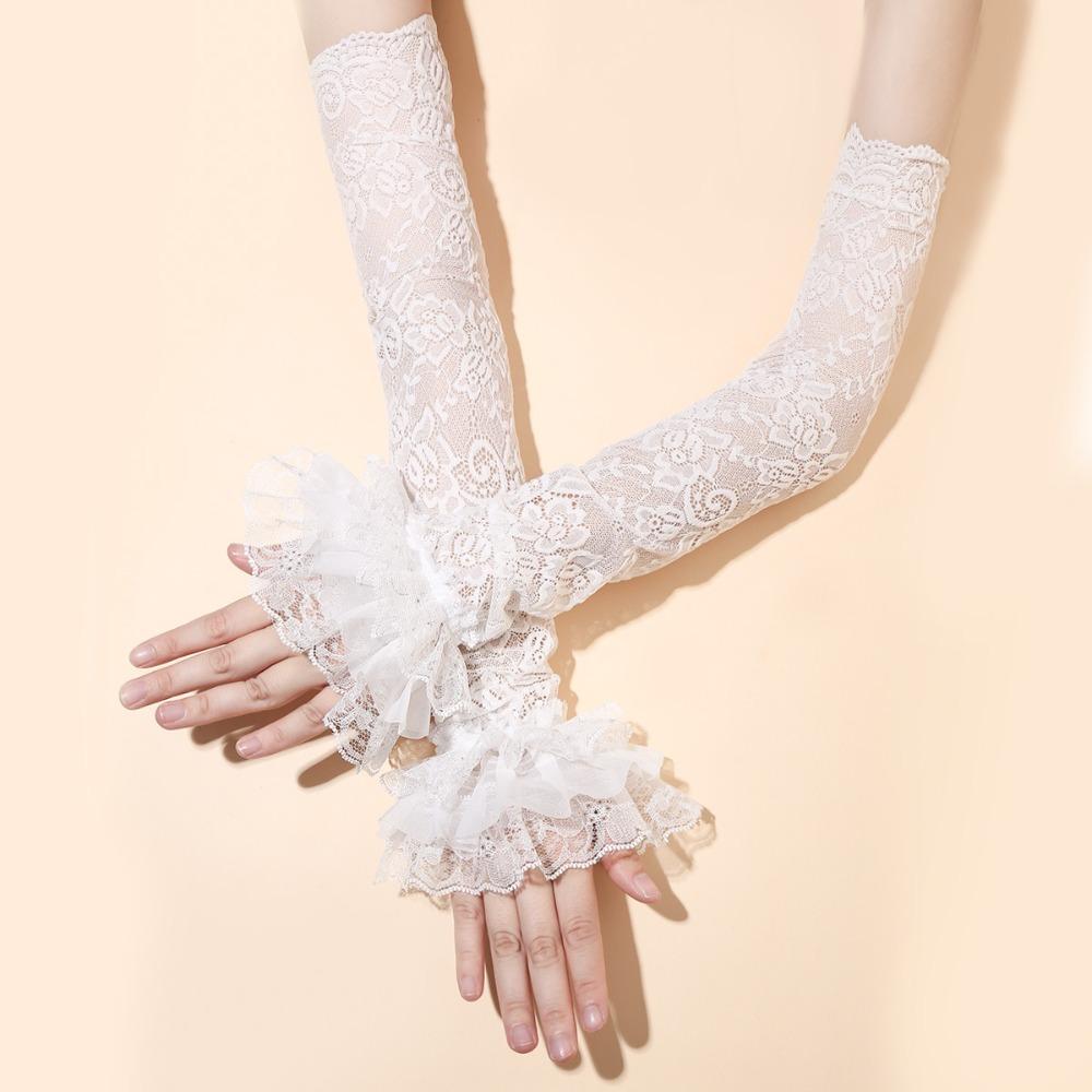 Thin Lace Ice Silk Sleeves Hollow Long Sleeved Arm Cover Simple Sunscreen Arm Sleeve Women
