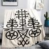 1 ks Flanelová deka s potiskem symbolu Satana, Vysoká kvalita, Pro všechna roční období, Domácí dekorace, Teplo a pohodlí, Perfektní pro vánoční dárky