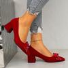 Mode Grob Absatz Wildleder Damen Schuhe neu schwarz professionelle Arbeitsschuhe Flugbegleiterin Beamtin Schleife formell hohe Absätze Damen