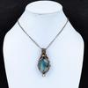 Wonderful Aqua Apatite Gemstone Handmade Pure Copper Wire Wrapped Pendant Jewelry