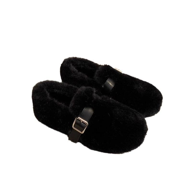 Belt buckle Mao Mao shoes women's new versatile and comfortable one-pedal flat-soled Doudou cotton shoes