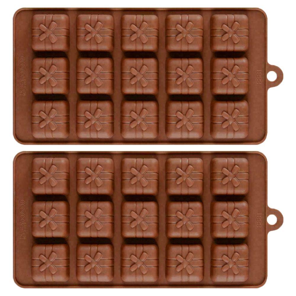 

2Pcs Candy Brownie Handmade Silicone 3D Mould Chocolate Mold Christmas Gift Box Cooking Baking Tools