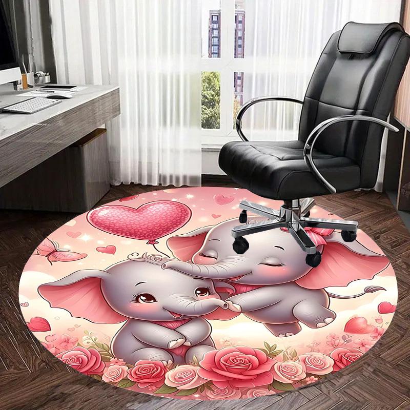 1PC Elephant Non-Slip Floor Round carpet, Office, family, bedroom, Large Area Rug Indoor Rugs,  Durable PolyesterH0372