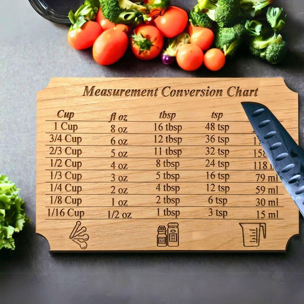

Easy to Clean Measurement Conversion Board Wood Cutting Board for Kitchen Small Tools