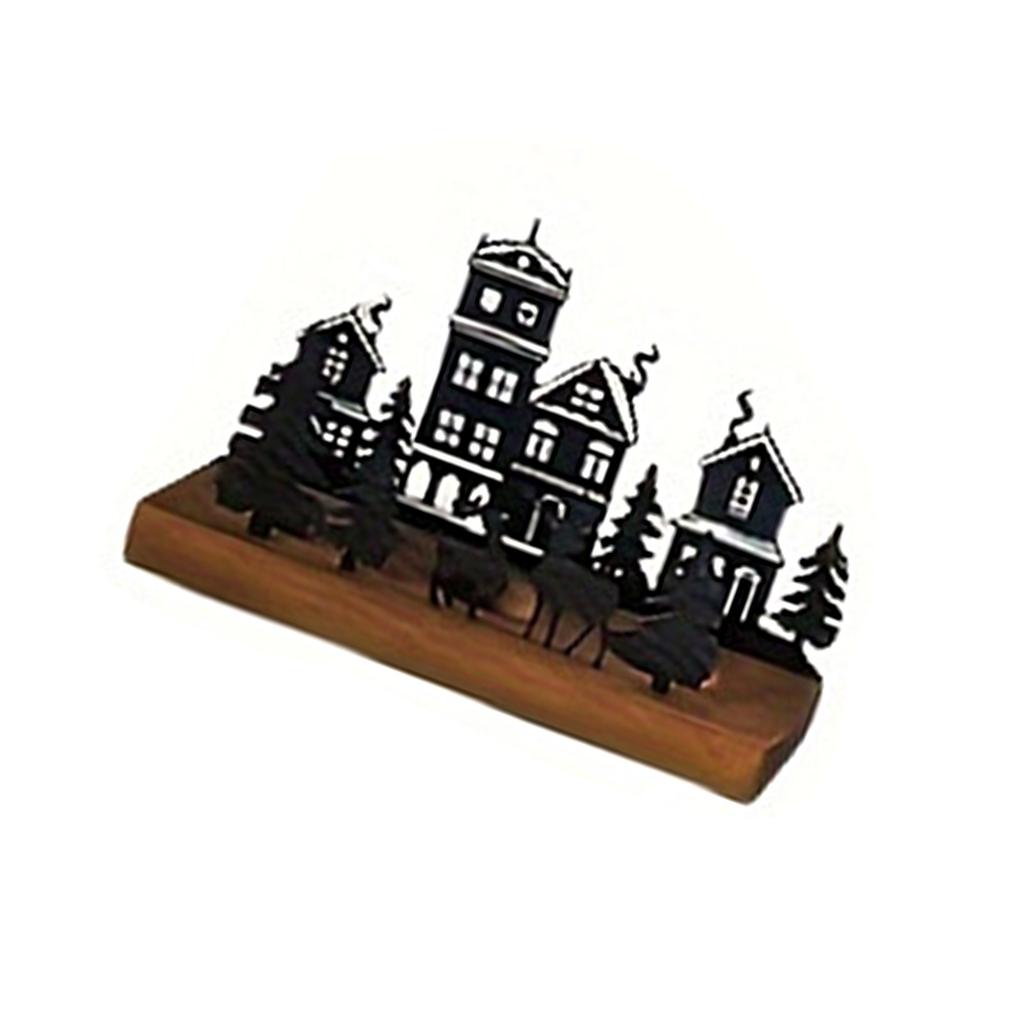 Julsljusbricka Metall med Trähållare Värmeljus Adventskrans för Högtidsdekoration