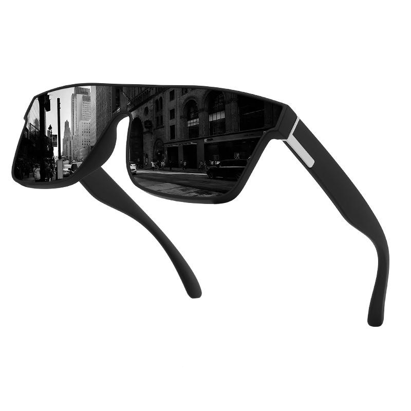

New European American Leisure Fashion One-piece Sunglasses Men Driving Glasses Outdoor Cycling Sports PC film
