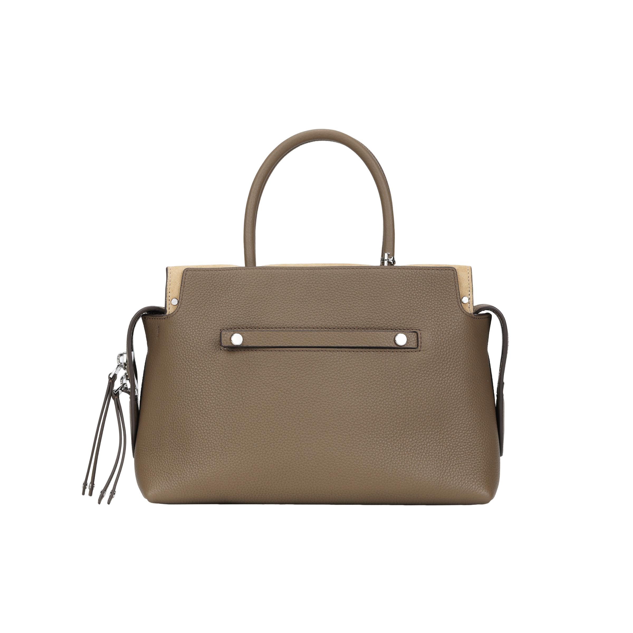 

Tory Burch Mercer Silver Hardware Detachable Shoulder Strap Pebbled Leather Shoulder Crossbody Tote Women Handbags Light-Brown 162235-250 Basic Set (Bag+Dust Bag)
