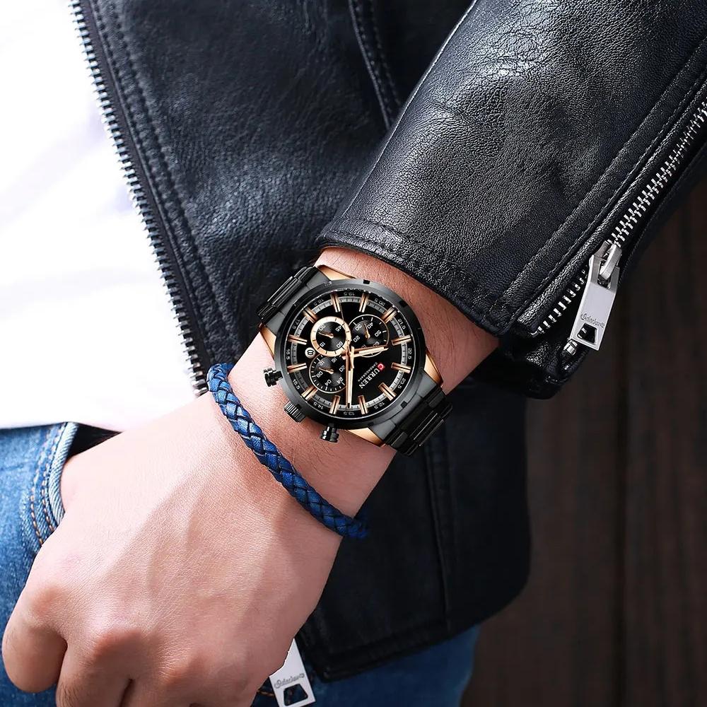 CURREN Herrenuhr Blaues Zifferblatt Edelstahlarmband Datum Herren Business Wasserdicht Herren Armbanduhren