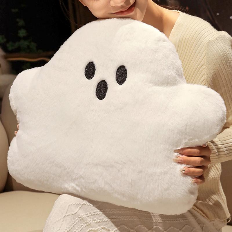 Cute White Ghost Plush Pillow - Soft Huggable Boo Plushie for Halloween Decor Kids Room, Cosplay Props Christmas Gift Home Decor
