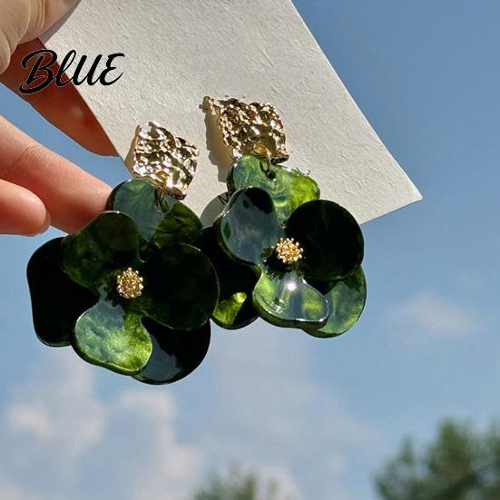 Stud Earrings Anniversary Gift 1 Pair Women Exaggerated Flower Shape