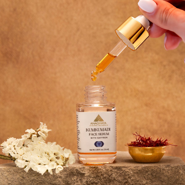 Anaghaya Natural Anti-aging Kumkumadi serum made with Red sandalwood & Cow milk for smooth skin & brightening 15ml