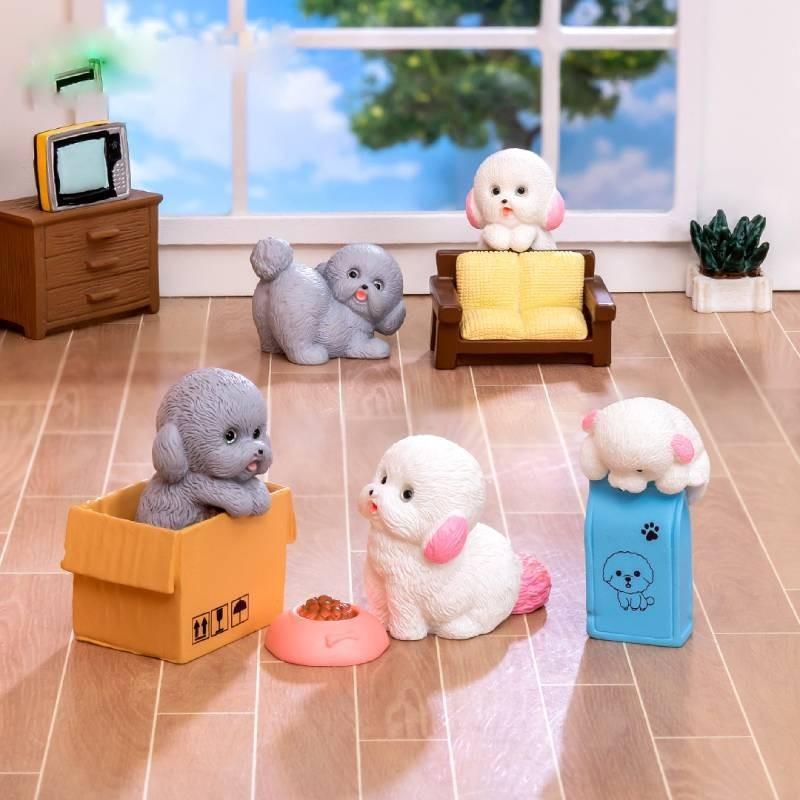 Adorable Miniature Dog Figurine Cute Resin Craft Desk Accessories Diy Decor