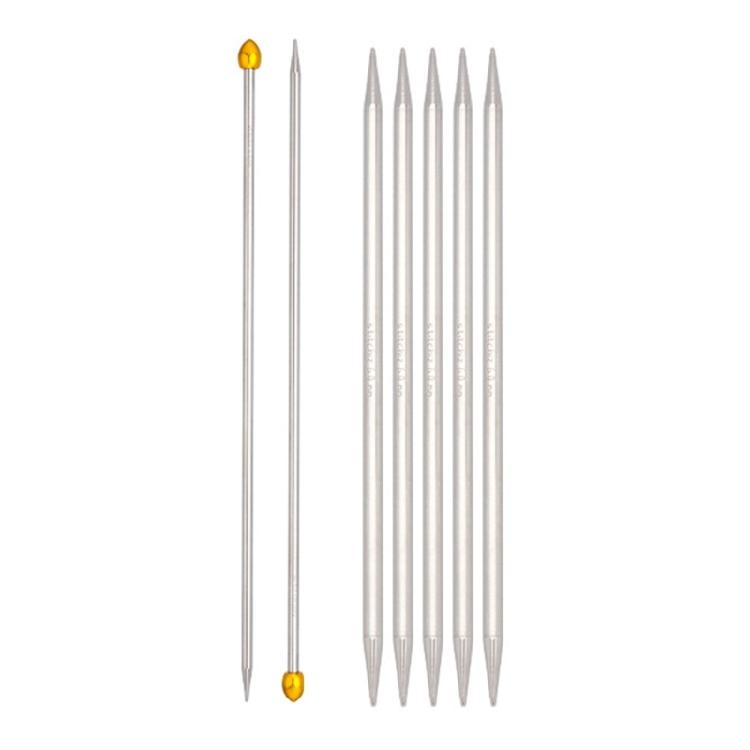 7Pcs Double Pointed and Single Pointed Knitting Needle Set Long Stainless Steel Straight Knitting Needle for Knitting