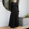 ZANZEA Muslim Casual Round Neck Long Sleeve Women Dresses