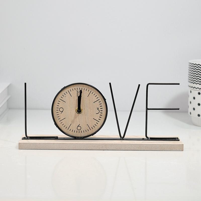 1Pc Wooden Clock Home Decor Creative Table Clock Nordic Style Art Ornaments