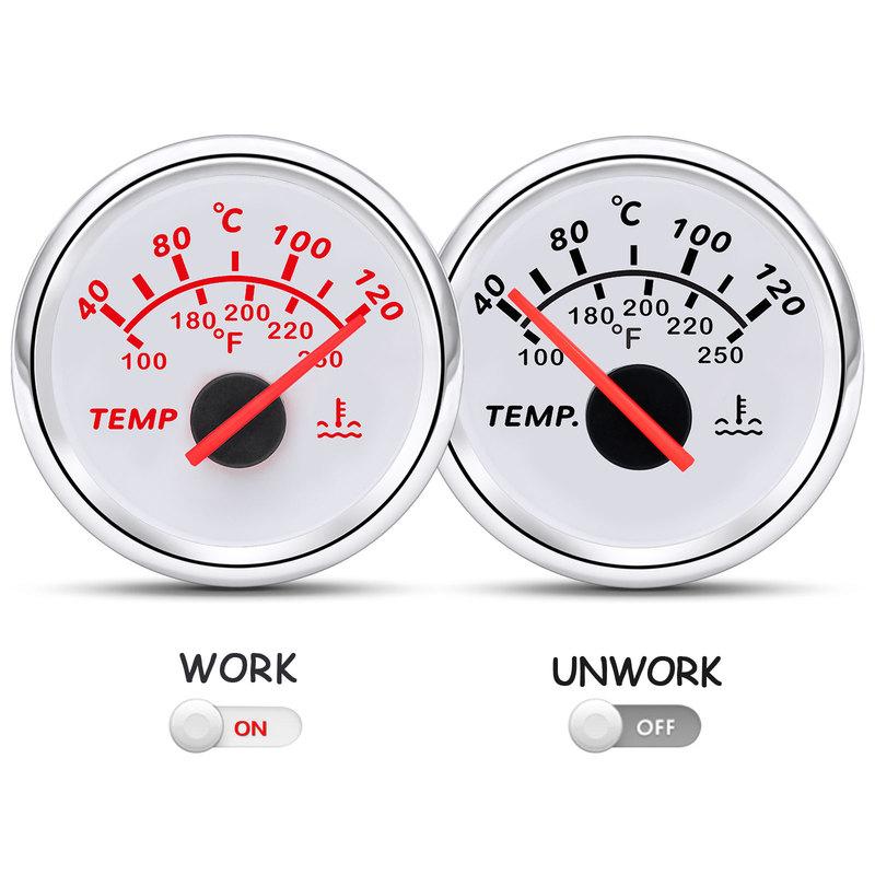 מד טמפרטורת מים ימי 52 מ"מ 40-120℃ עם חיישן טמפרטורה לרכב 10 מ"מ 1/8NPT תאורה אחורית אדומה לרכב סירה 12/24V מותאם אישית