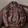 Yeni Erkek Sığır Derisi Ceket Kırmızı-Kahverengi Amerikan Retro Vintage Motosiklet Ceketler Biker Erkek Hakiki Inek Deri Ceket Sonbahar Kış 6XL