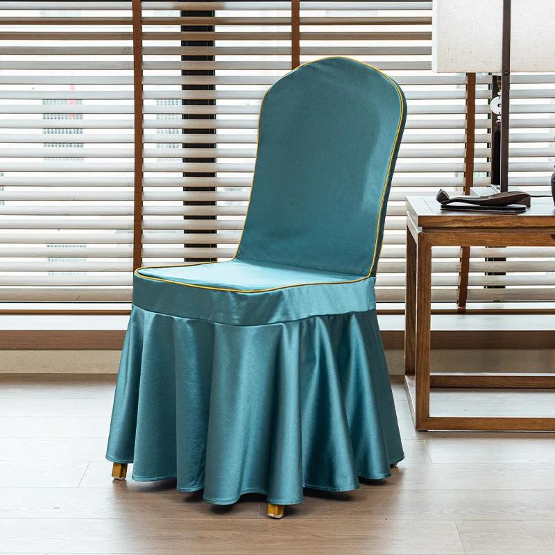 

1шт чехол для стула для свадьбы украшение для вечеринки спандекс с юбкой плиссировка использование эластичный стрейч обеденный роскошный день рождения отель банкет