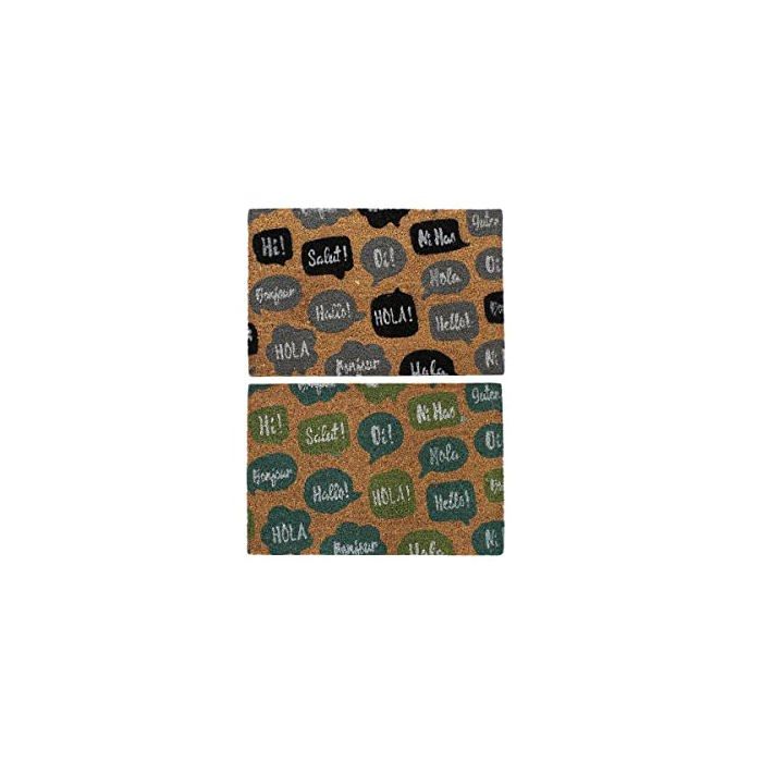 Paillasson en caoutchouc et fibre de coco - DKD Home Decor - 60x40 cm - Marron, noir, gris, menthe - Poil ras