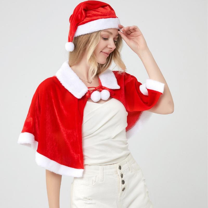 Christmas Dress Up, Women's, Adult Children's Hooded Shawl, Cape Golden Velvet, Shawl Cape Clothing