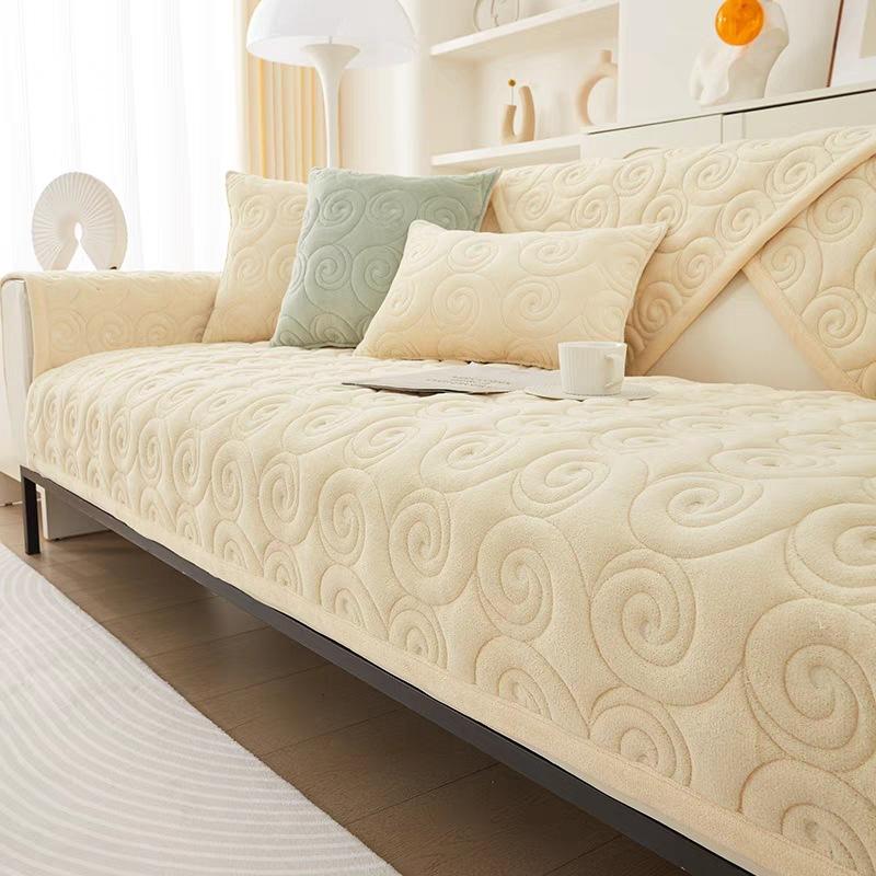 Winter Short Plush Non-Slip Sofa Cushion Warm Living Room Sofa Cover Flannel Thickened Soft Armrest Backrest Pillow Cover