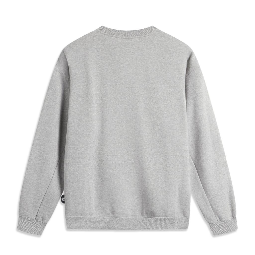 Li Ning Badfive Basketball Series Letter Round Neck Pullover Warm Fleece Sports Long Sleeve Sweatshirt Men sweatshirt Gray Mixed-Gray AWDU515-6