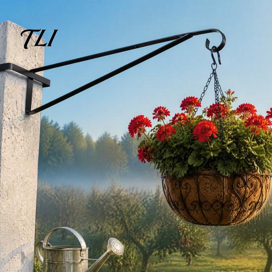 Vertical Garden Hook 4PCS Metal Plant Hanger Bracket, Wall Mounted Hooks, Hanging Basket Bracket Strong Load-bearing Capacity Brackets for Concrete