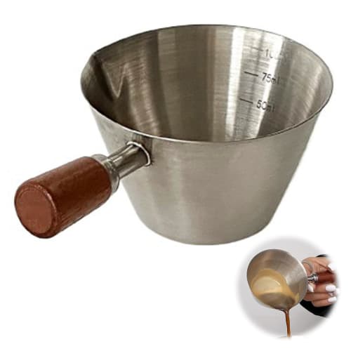 EsiFare Coffee Measure, Stainless Steel with Walnut Wood Handle, Measuring Spoon, Espresso Measuring Cup, 100ml Coffee, Pour Spout, Graduated Measurem