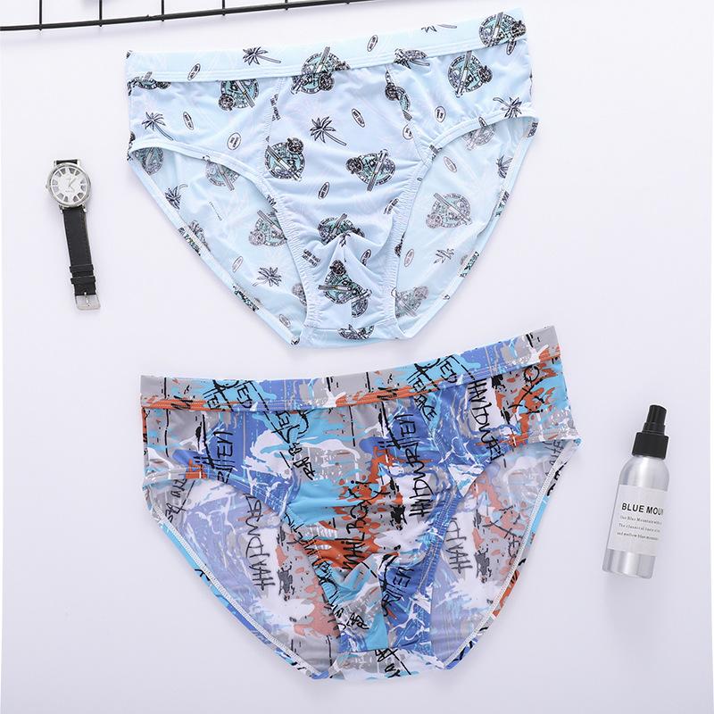 

2 шт. Мужские трусы Шелковистое ледяное белье Сексуальные трусы Мужские дышащие Большого размера Трусики L XL 2XL 3XL 4XL 5XL 6XL 6XL