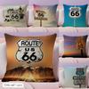 Classic R-Route 66 Retro Cushion Cover Natural Linen Pillow Cover Double-Sided Print Cushion Case For Sofa Home Decor Gift