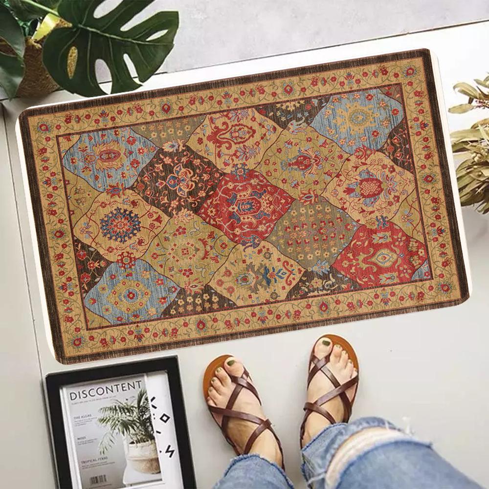 Lahome Ethnic Floral Rugs Vintage Persian Large Area Carpet Moroccan Anti-slip Bathroom Door Mat Bedroom Decor