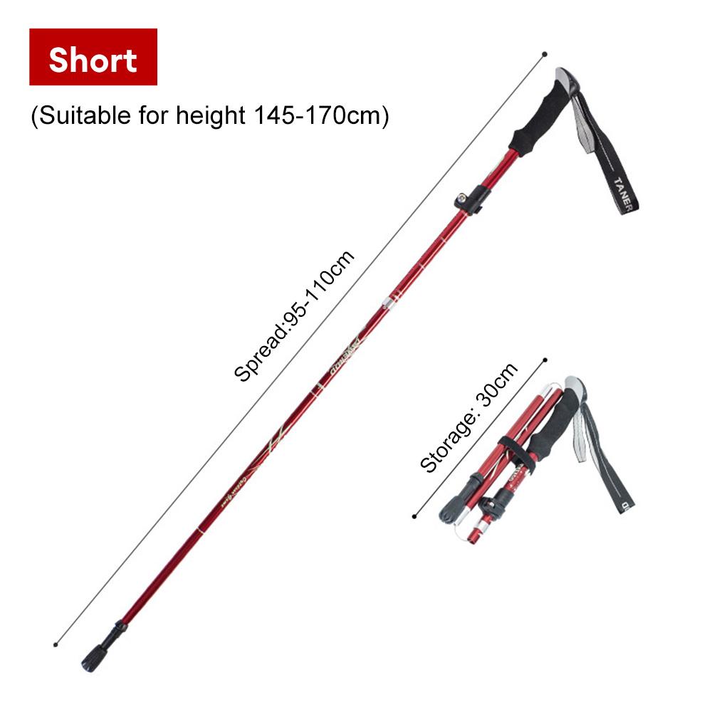 מקל טרקים מתקפל 5 חלקים סגסוגת אלומיניום מקל הליכה מקל טיפוס חיצוני קני הליכה לקשישים עם תיק אחסון