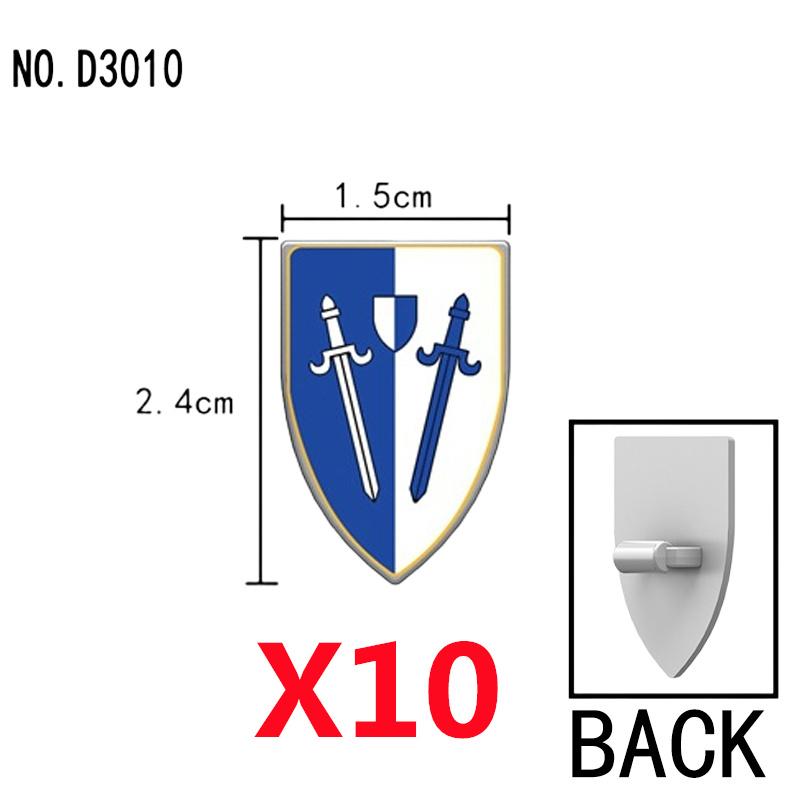 Medieval Military Castle Knight Shield Building Blocks Figures Accessory King Helmet Flags Shoulders Armor Feather Toy Gift T050