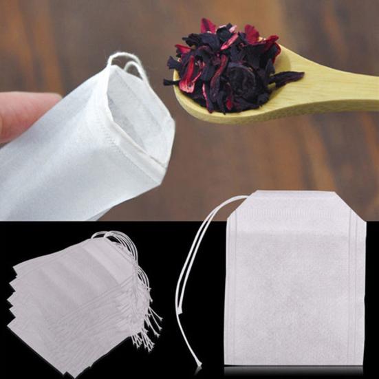 100Pcs Non-Woven Fabrics Empty Teabags String Seal Filter Paper Loose Tea Bags
