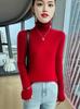 Women's 100% Pure Wool Slim-Fit Mock Neck Sweater, Autumn/Winter 2025 New Style
