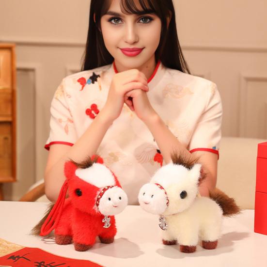 Realistic Pony Plush Keychain Soft Stuffed Animal Zodiac Lucky Horse Bag Charm Year of The Horse 2026 Birthday Xmas Gift