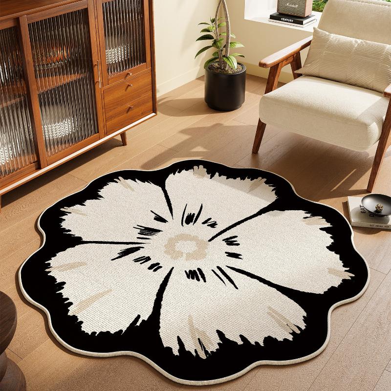 Light Luxury Living Room Decoration Soft Carpet Flower Shape Rugs for Bedroom Washable Lounge Floor Mat Anti-slip Cloakroom Rug