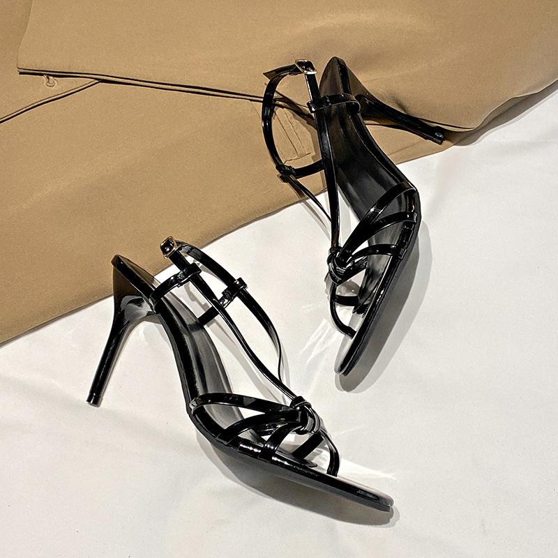 

Туфли-лодочки женские бордовые ремешок летние женские туфли с юбкой 2025 новые ремешок на одно слово шпилька высокий каблук 34 чёрный