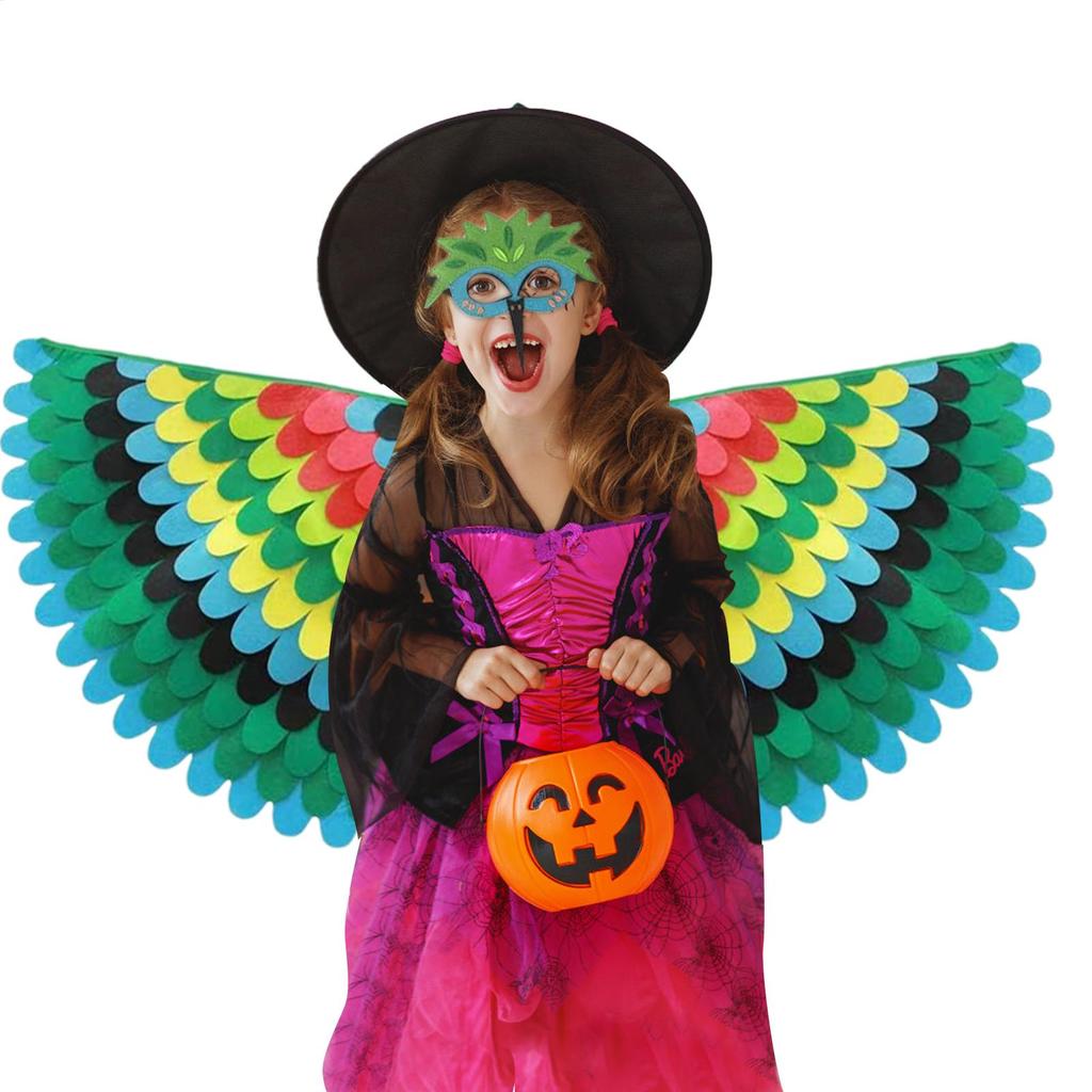 Bird Wings for Kids Gradient Color Costume Wings for Children Skin-Friendly Peafowl Costumes Colorful Wing for Halloween